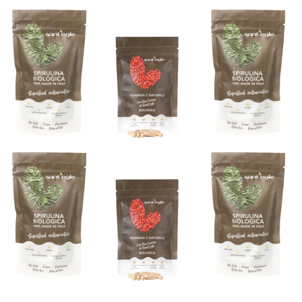 4 Packungen italienische Bio-Spirulina + 2 Packungen Bio-VitC