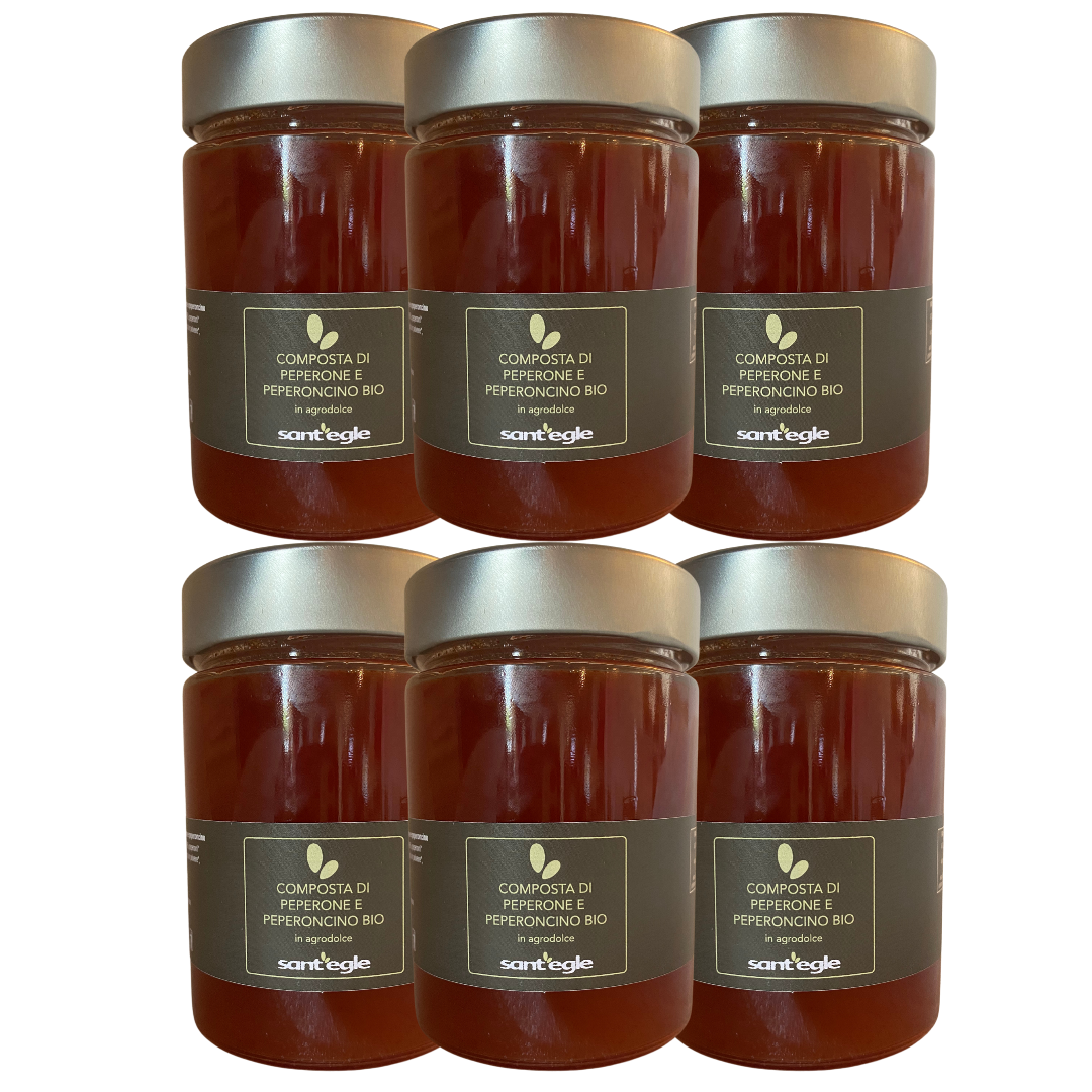 Organic bell pepper and chili pepper compote