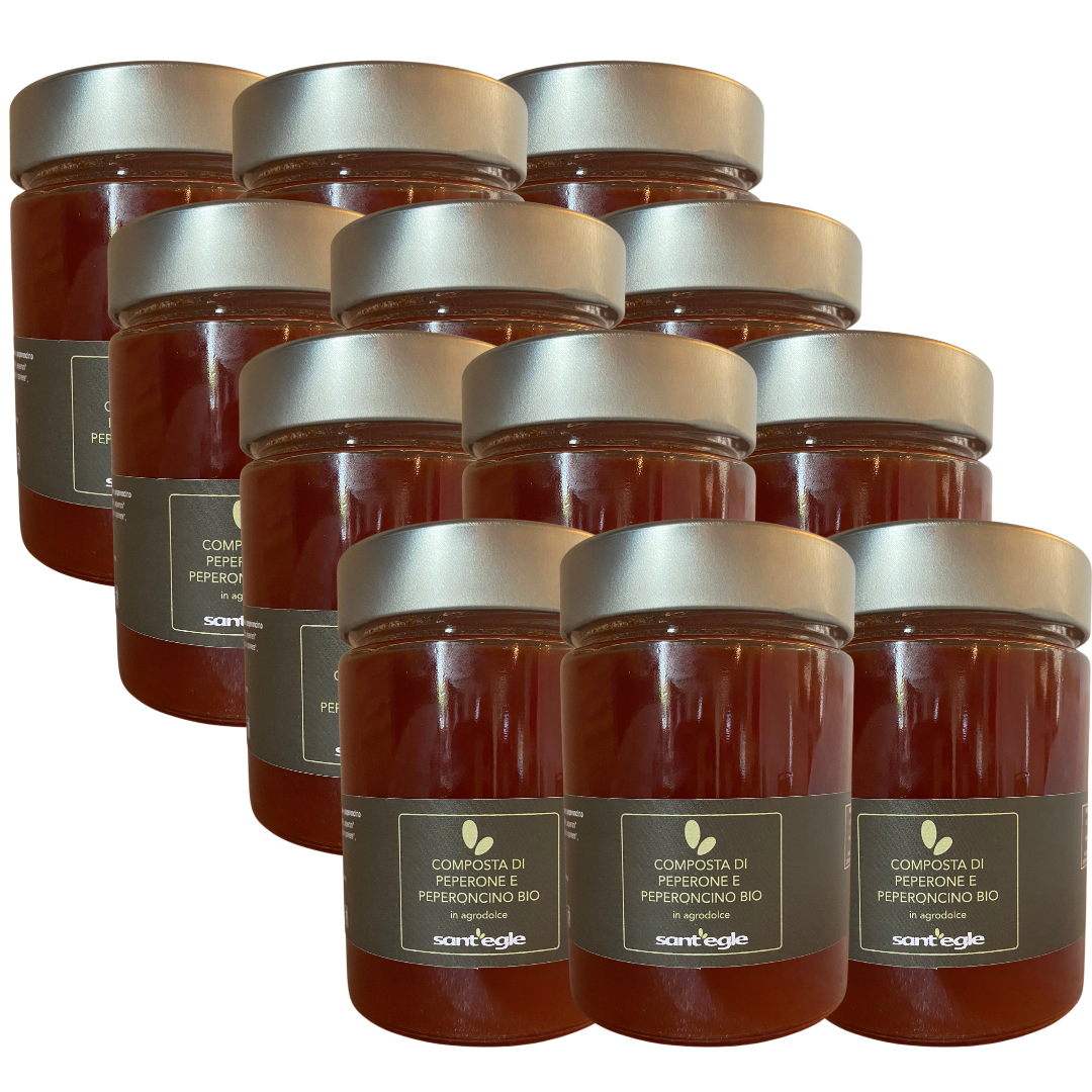 Organic bell pepper and chili pepper compote