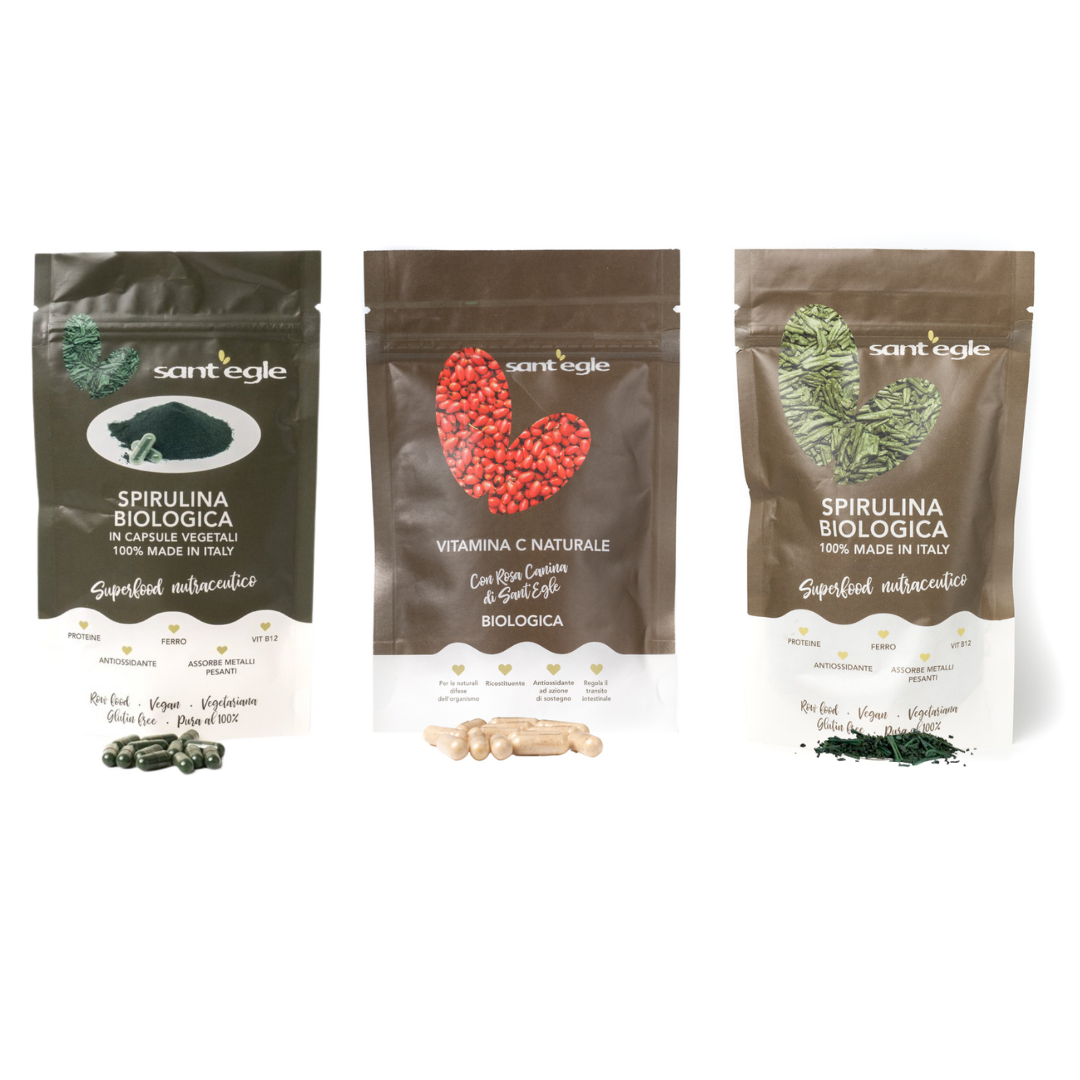 Kit Prova 2 settimane: VitC + Spirulina Bio croccante + Spirulina Bio capsule + spese spedizione Gratuite ( Venezia e isole minori escluse) + buono sconto da 5€ per il prossimo ordine