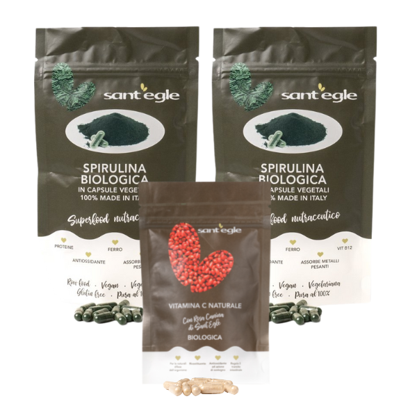 KIT 2 Monate Bio-Spirulina aus Italien + Bio-VitC in Kapseln