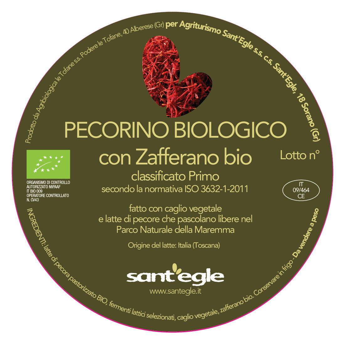 Pecorino orgánico con azafrán orgánico y compotas agridulces orgánicas